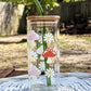 Mushrooms and Daisies glass cup