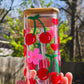 Cherries and flowers glass cup