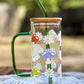 Mushrooms and Daisies glass cup