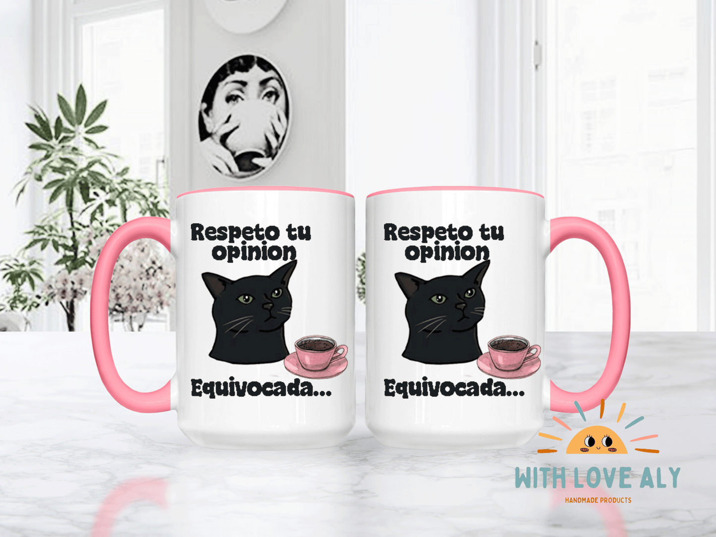 funny cat mug, respeto tu opinion.