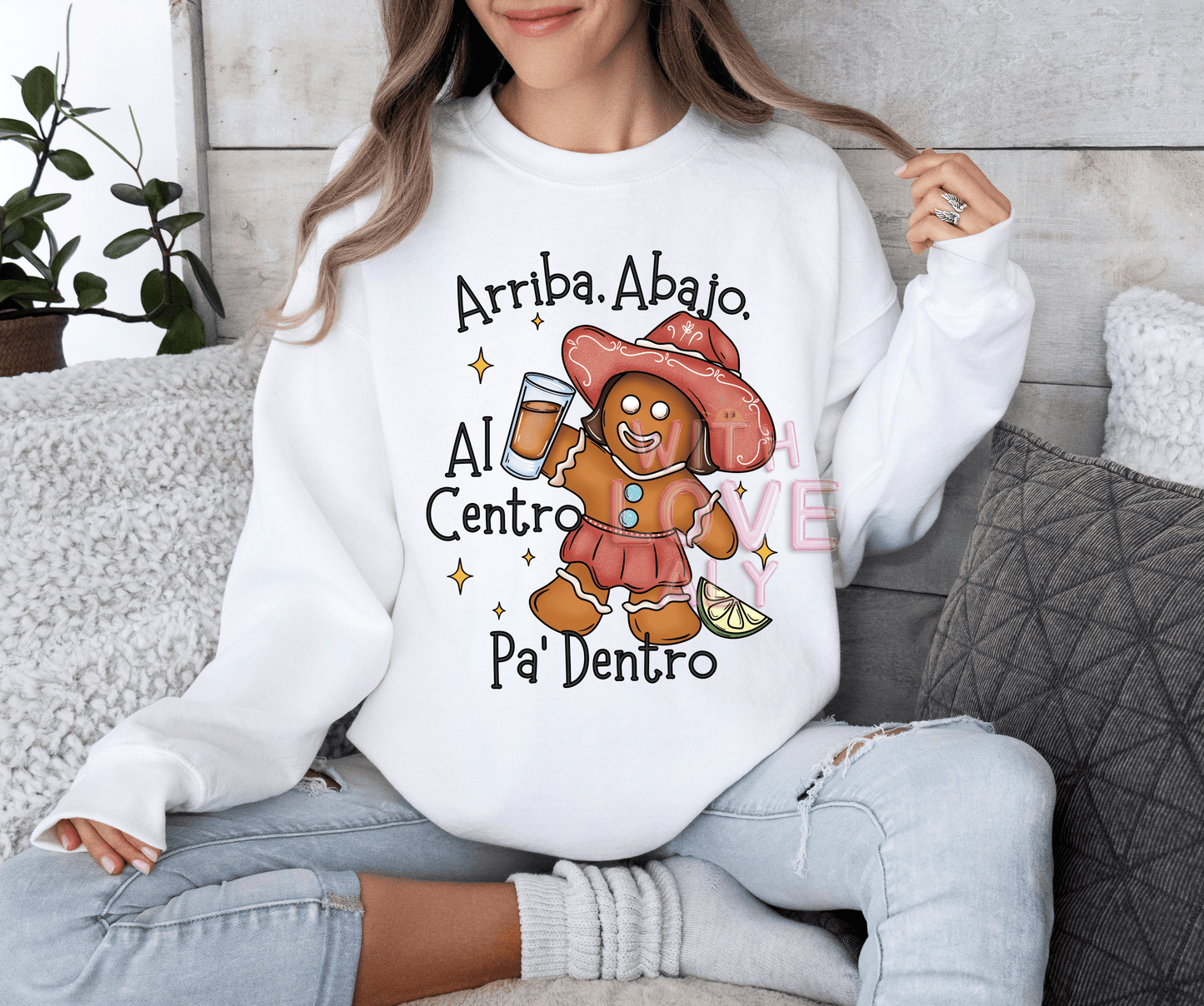 Ginger bread sweatshirt arriba, abajo al centro y pa dentro